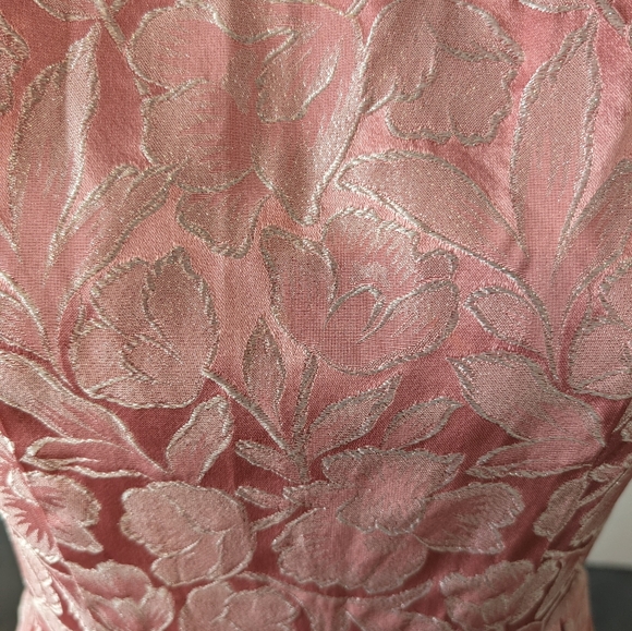 Vintage Bridesmaid/ Prom Dress Pink Brocade Sleeveless Zipper Maxi - Picture 3 of 4